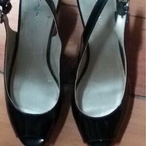 Jaclyn Smith Black Peep-Toe Heels